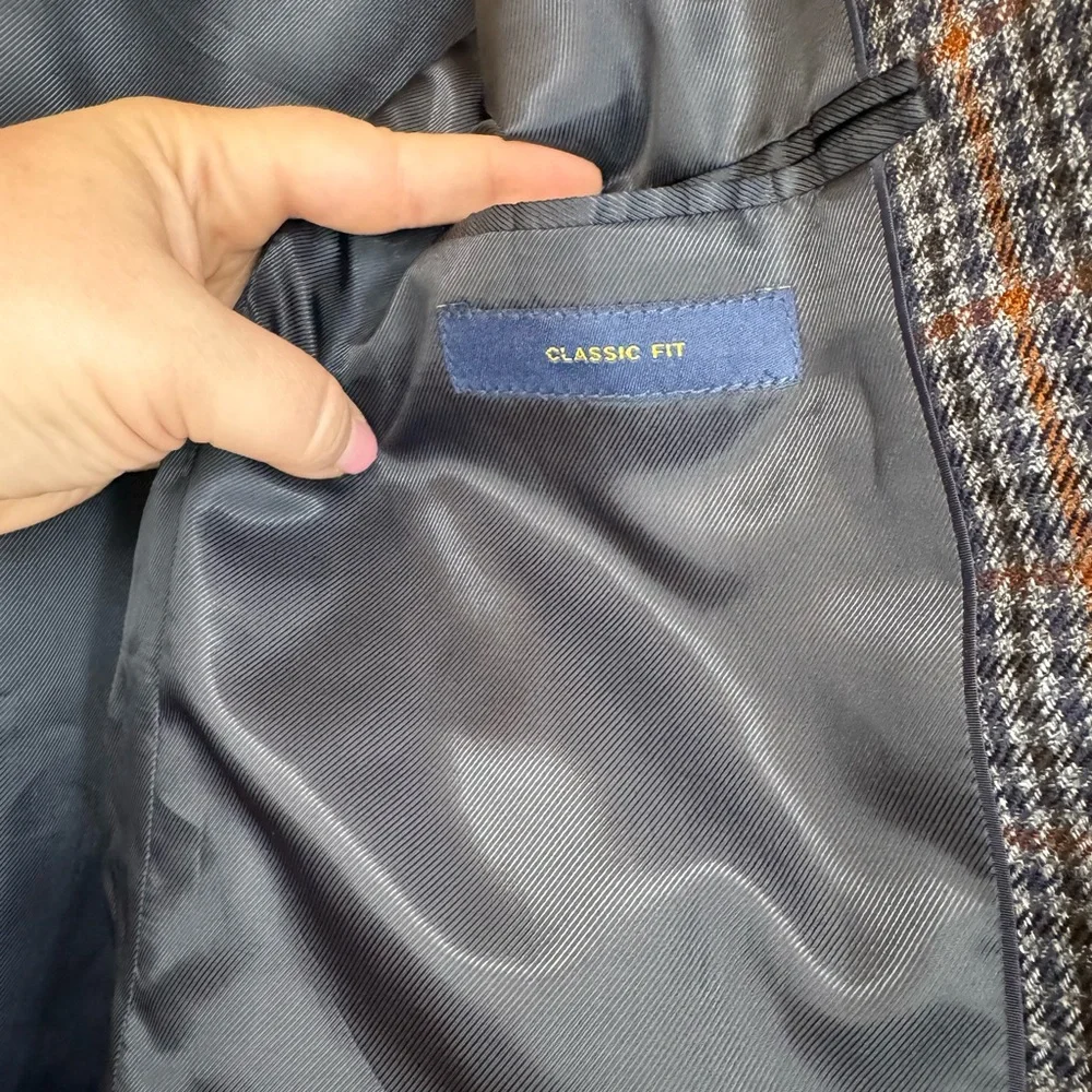 Stafford Men’s Suit Jacket/Sport Coat/Blazer Blue/Brown Plaid 44R